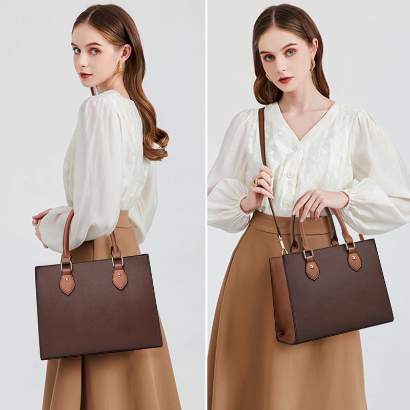 CHICAROUSAL Crossbody Purses and Handbags for Women PU Leather Tote Top Handle Satchel Shoulder Bags (Dark Brown -BR) - Image 2